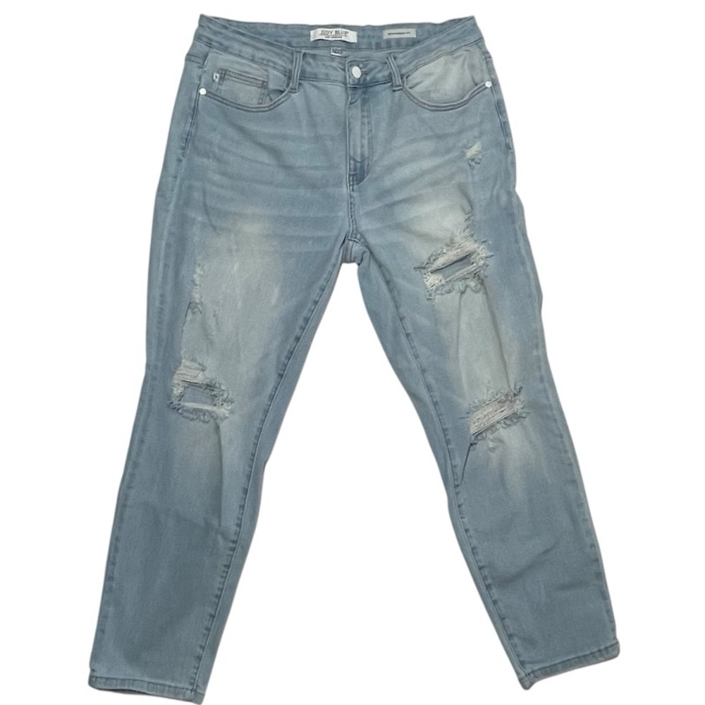 Judy blue distressed boyfriend fit light jeans sz 15/32